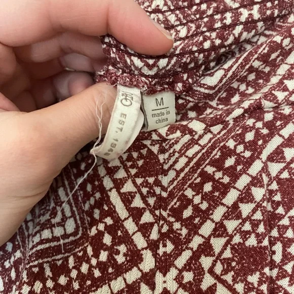 Cato Women's Wide Leg Pants - Burgundy Geometric Ribbed Boho - Picture 6 of 9